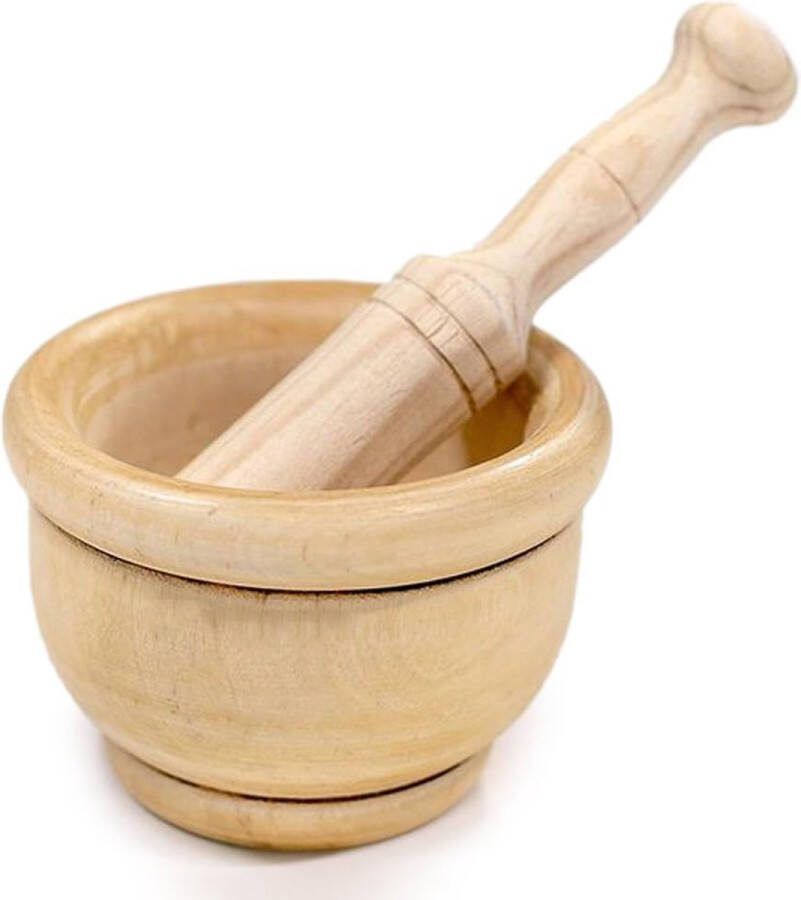 Vijzel met stamper vijzel en houten hamer Ø 14 cm