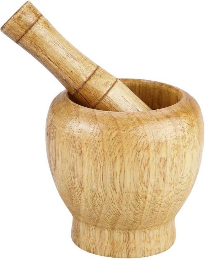 Vijzel met Stamper Voor Kruidenmixen Voor Specerijen Keuken Accessoires Compact Hout