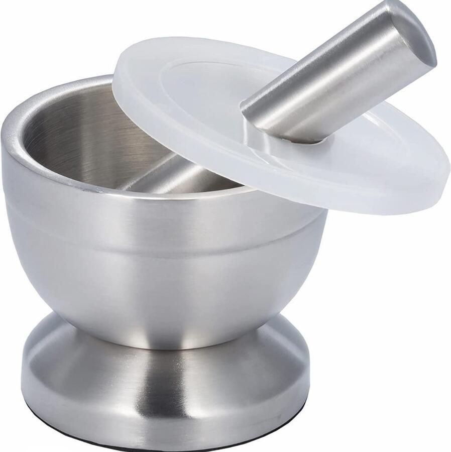 Vijzel met Stamper Voor Kruidenmixen Voor Specerijen Keuken Accessoires Zilver