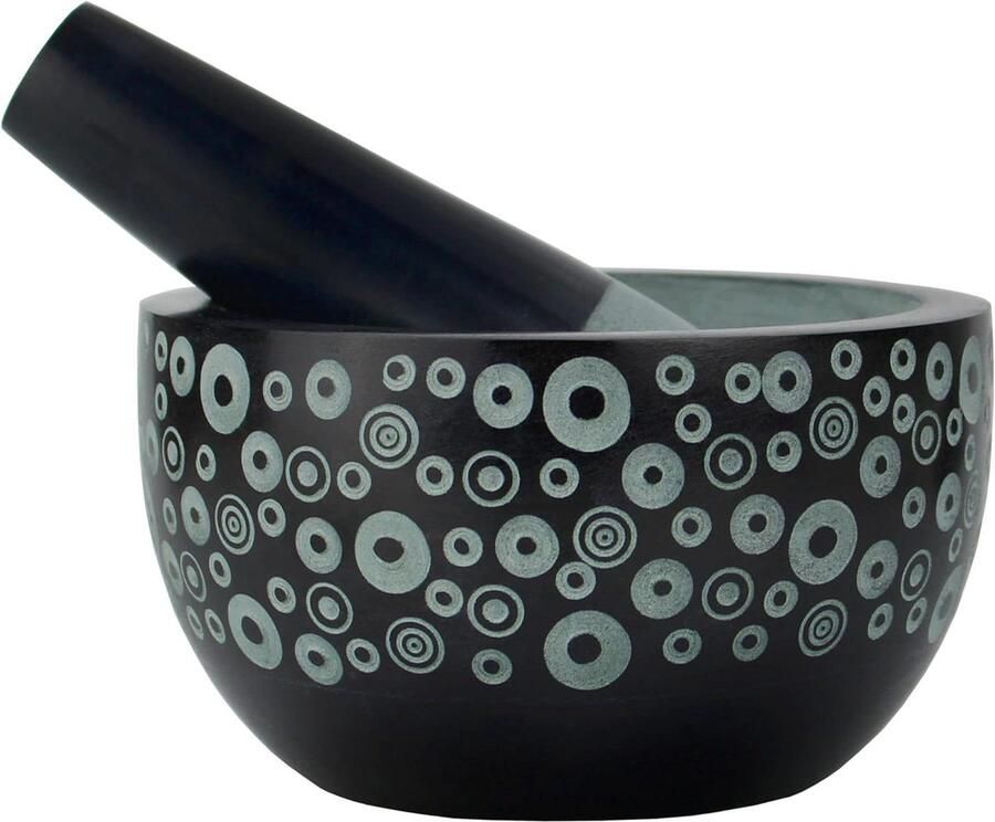 Vijzel softstone met stamper Fair Trade hoogte 65 cm Ø 12 cm