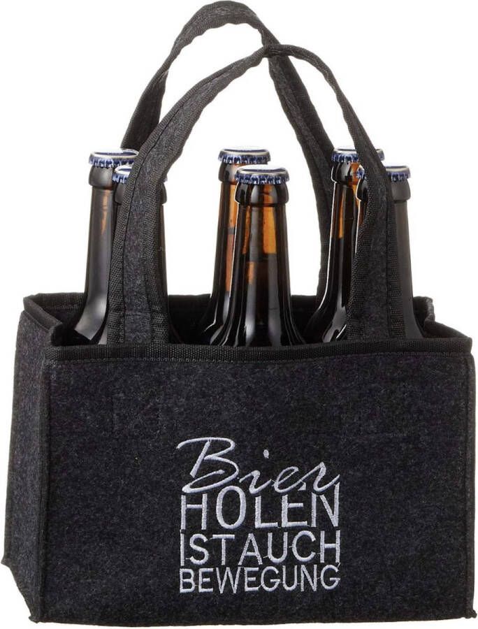 Vilt flessenhouder voor 6 flessen Bier halen is ook beweging Mannen handtas flessentas bierdrager flessenhouder