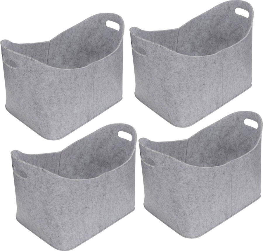 Vilten mand voor brandhout 40x31x34 cm 4 stuks Opslag voor kranten en tijdschriften Opbergmand voor haardhout Grijs