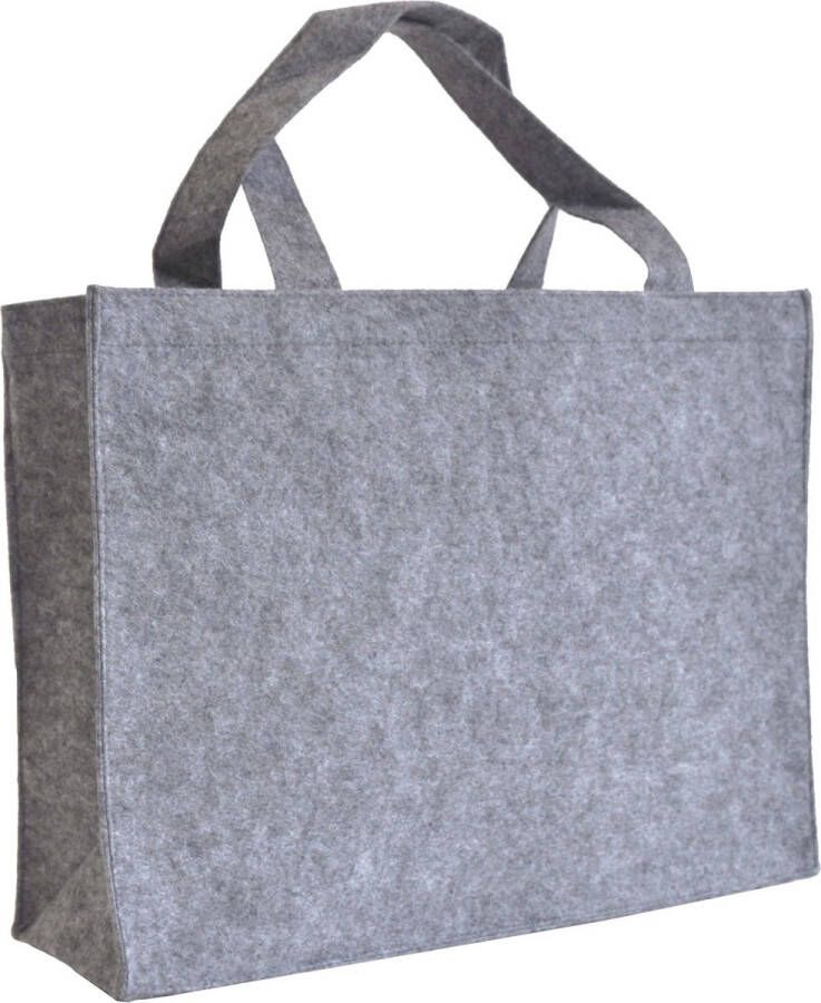 Vilten tas Grijs Effen Boodschappen Shoppen Laptop