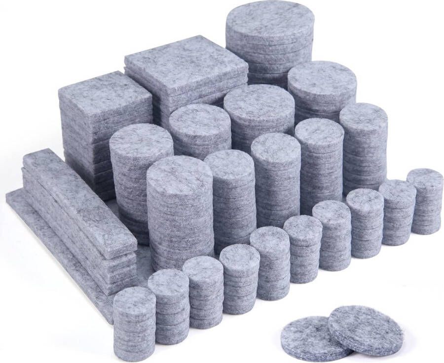 Viltglijders 160 stuks meubelglijders (vierkant en rond) grijs glijders voor meubels 5 mm voor meubelpoten stoelpoten vloeren van hard hout