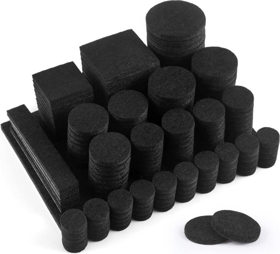 Viltglijders 160 stuks meubelglijders (vierkant en rond) zwart glijders voor meubels 5 mm voor meubelpoten stoelpoten vloeren van hard hout