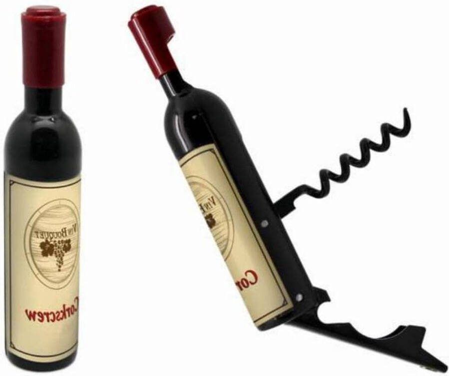 Vin Bouquet FID 313 mini flesopener zwart en bordeaux 13 x 25 x 25 cm kurkentrekker wijn