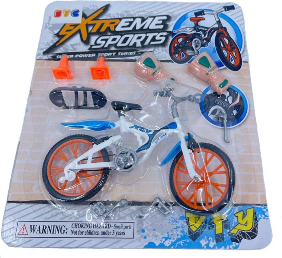 Vinger Fiets Micro Fiets Mini Skateboard Kinderspeelgoed Met accessoires Wit met blauw