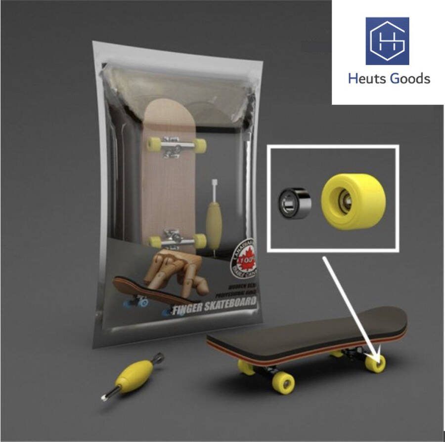 Vinger Skateboard Fingerboard Mini Skateboard Kan Kantelen 5 Lagen Hoge Kwaliteit Geel