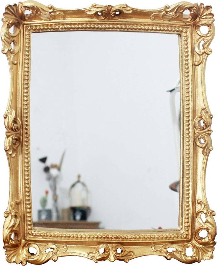 Vintage 24 x 28 cm decoratieve spiegel vierkante antieke gouden wandmontage & tafel make-up spiegel