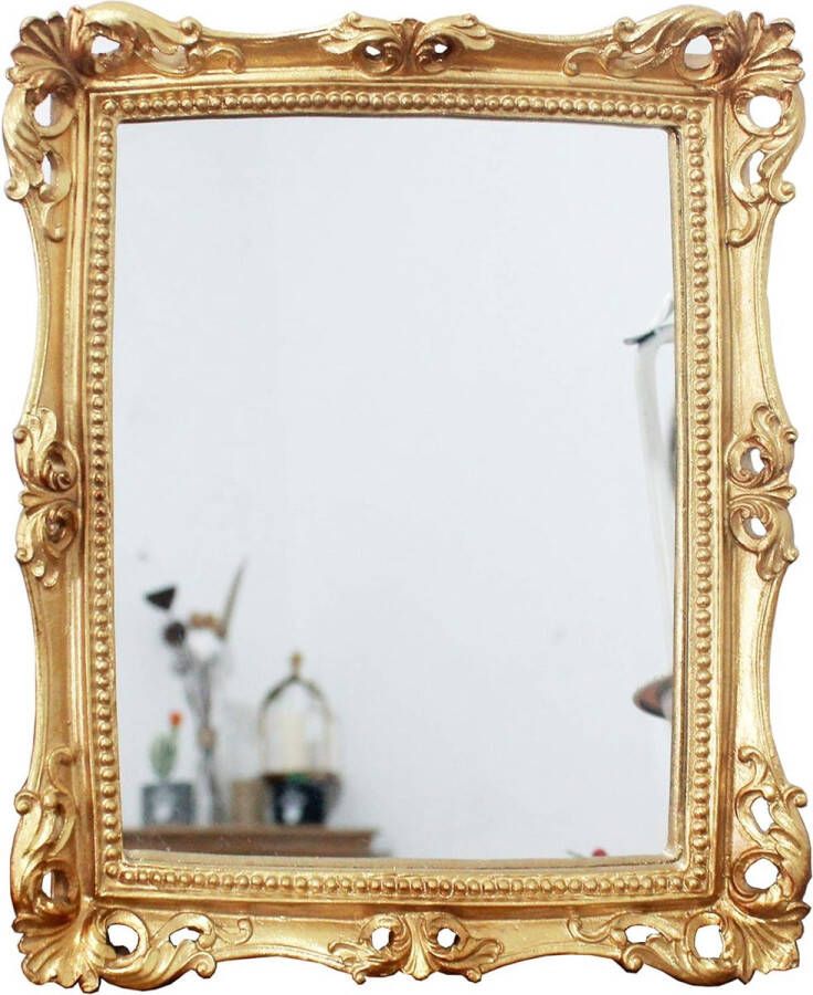 Vintage 24 x 28 cm Decorative Mirrors Square Antique Gold Wall Mounted & Table Makeup Mirror