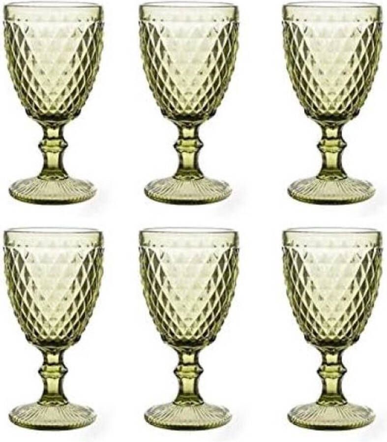 Vintage 6-delige set glazen net Koning drinkglas glazen wijnglazen waterglas longdrinkglas (6 stuks wijnglas groen)