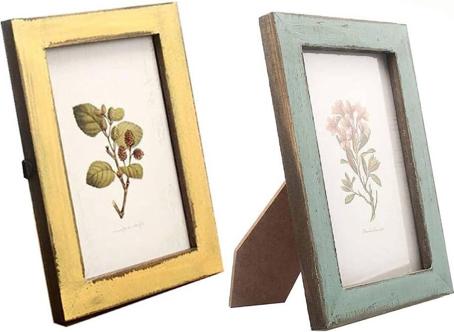 Vintage antiek 2 stuks fotolijsten 6x4 fotolijst rustiek fotolijst tafeldecoratie fotolijst met standaard kan worden opgehangen of op tafelblad voor kantoor of tablet decoratie thuis