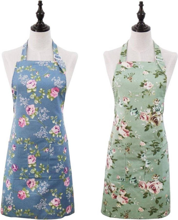 Vintage Bloemenschorten 2-Pack met 2 Zakken Schattige Keukenschorten voor Vrouwen Bakcadeaus Verjaardag Housewarming Cadeaus