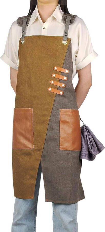 Vintage Crossback Schort Unisex Retro Keukenschort met Zakken voor Mannen en Vrouwen Small Snail Motief Ideaal voor Tuinieren Houtbewerken Schilderen en Kappen Snail Protection