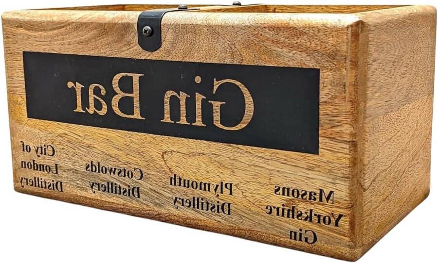 Vintage houten krat Gin Bar Style Krat flesorganizer rustieke houten kist voor flesopslag milieuvriendelijke barorganizer voor thuis en buiten Flessenkrat