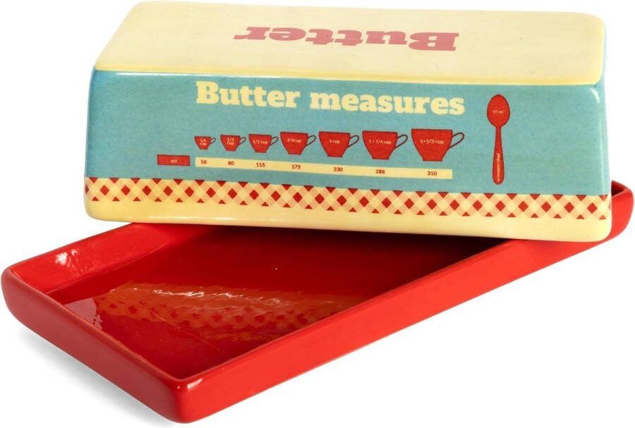 Vintage keramieken botervloot met deksel retro design 18 cm x 9 5 cm x 6 cm vaatwasmachinebestendig