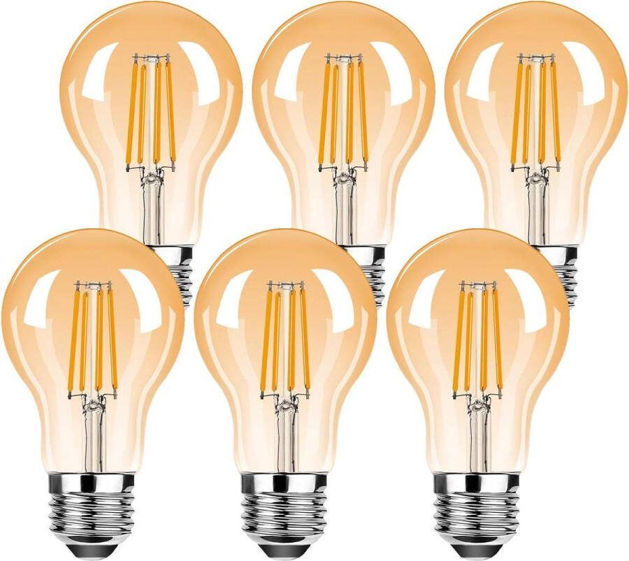 Vintage LED Lampen A60 Filament Warm Wit 350Lm 6 Pack