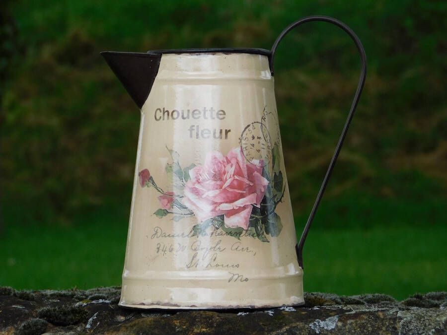 Vintage Melkkan met Roos Chouette Fleur