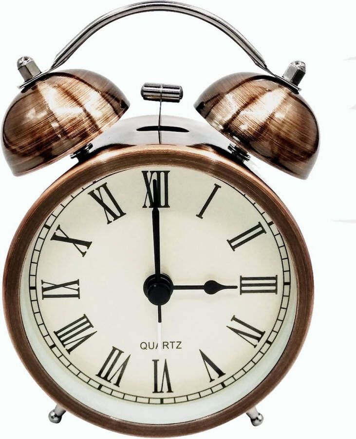 Vintage retro wekker analoog zonder tikken geruisloos dubbele belwekker kwarts werkt op batterijen met luid alarm nachtlampje voor kinderen
