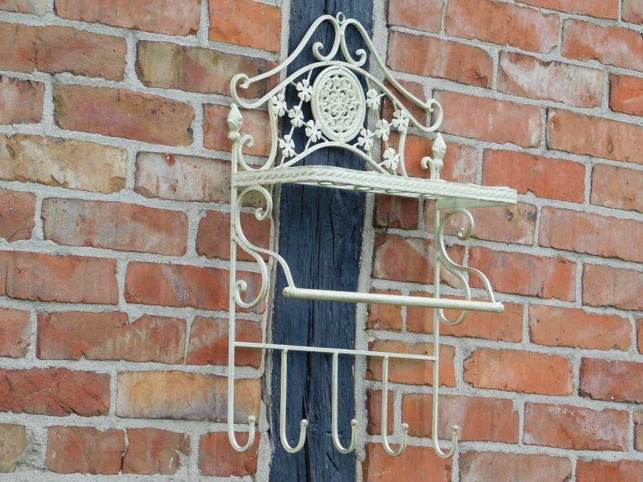 Vintage Wandrek met Haken Old White Smeedijzer