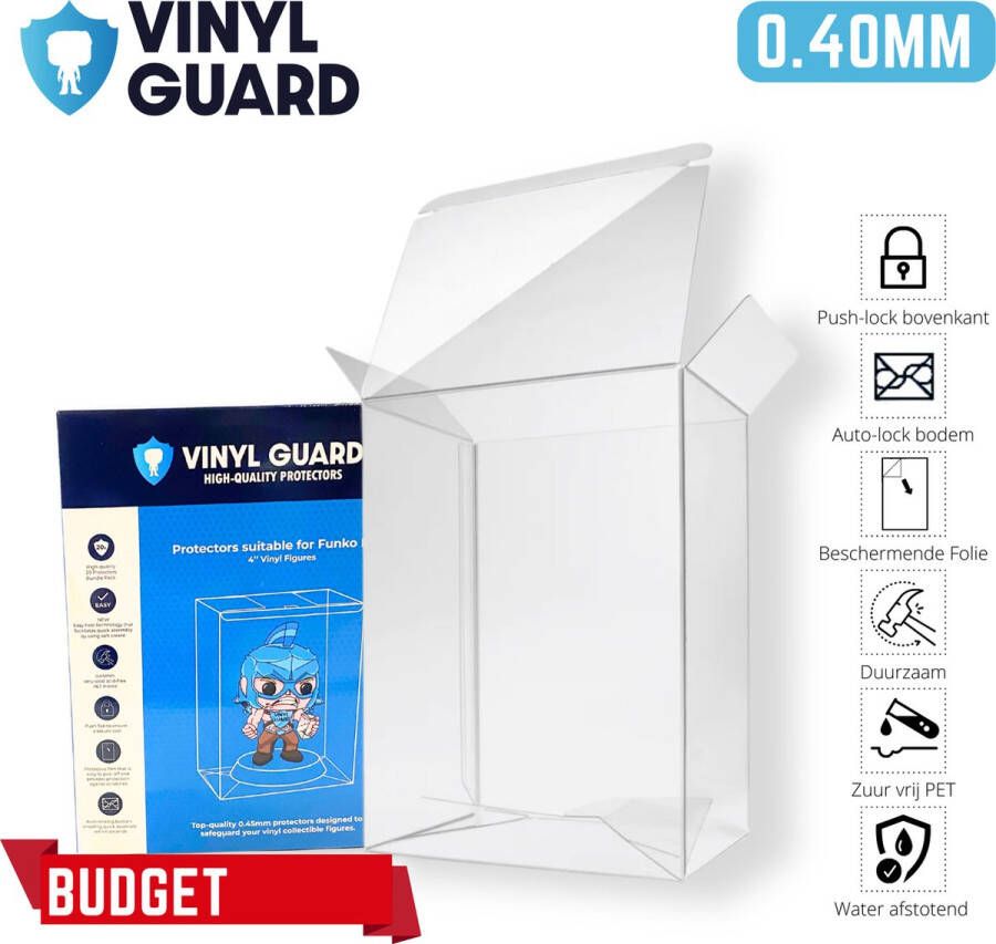 Vinyl Guard 20 Stuks 0.40mm Budget 4'' Transparent Protector Cases voor Funko Pop! Auto lock system