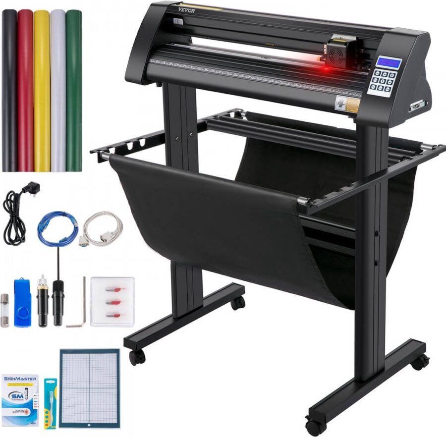 Vinyl Snijplotter 870mm Snijplotter Vinylsnijder LEDscherm Vinyl Cutter Semi-automatisch Ingebouwd Optisch Oog Lasergeleiding Compatibel