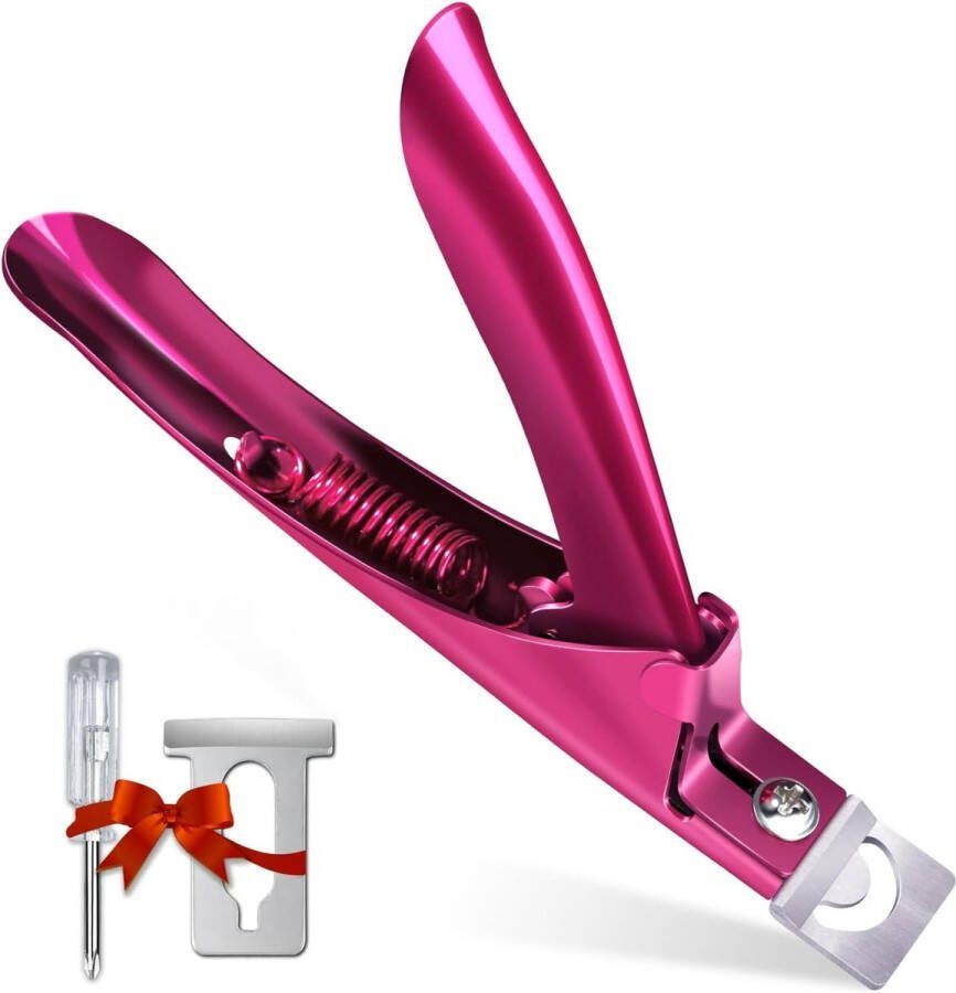 Violet Rood Premium Verstelbare Rvs Kunstmatige Acryl Nep Valse Nail Tip Clipper Cutter Trimmer Elegante Manicure Pedicure Scherpe Blade Clip Tool Voor Salon Thuis Nail Art Schoonheid Ontwerp DIY
