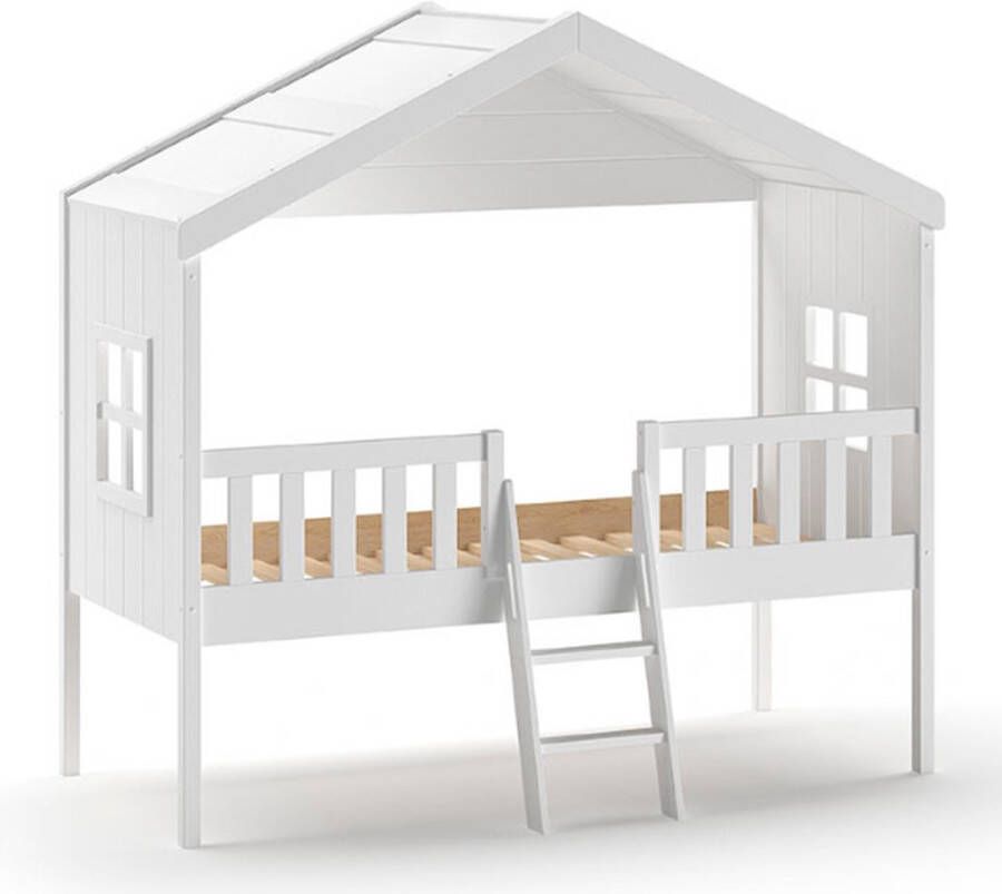 Vipack Huisbed Massief dennenhout wit gelakt gemaakt in Europa stevig gebouwd