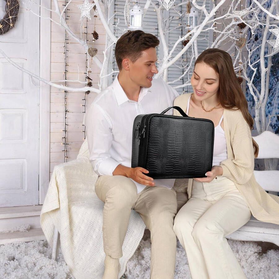 Visagie koffer groot Make-uptas Cosmeticakoffer Make-up organizer Beautycase Donkerzwart Visagie koffer