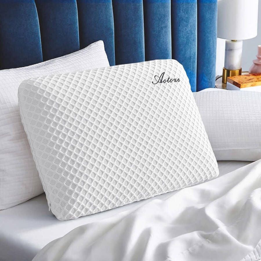 Visco Kussen Memory Foam hoofdkussen plat kussen nekpijn visco-elastisch nekkussen Ortopedisch hoofdkussen gelkussen hoofdkussen geheugenschuim bedkussen 60 x 40 x 10 cm