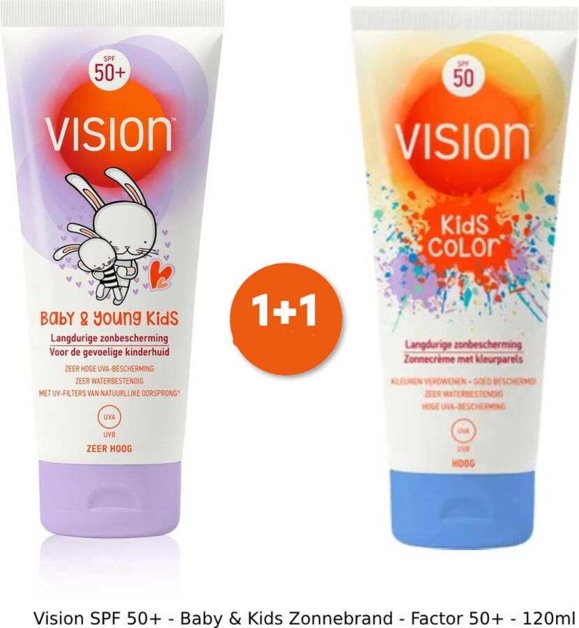 Vision SPF 50+ Baby & Kids Zonnebrand Factor 50+ 120ml 2 stuks