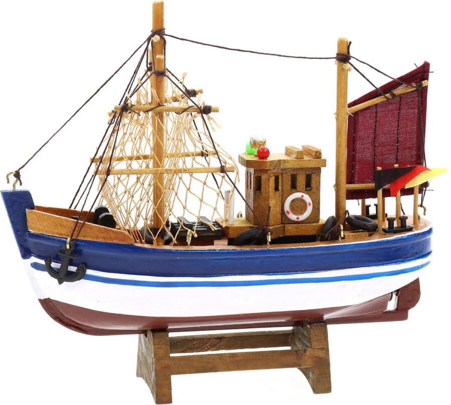 Merkloos Vissersboot schaalmodel Hout 20 x 5.5 x 17 cm Maritieme boten decoraties voor binnen Beeldjes