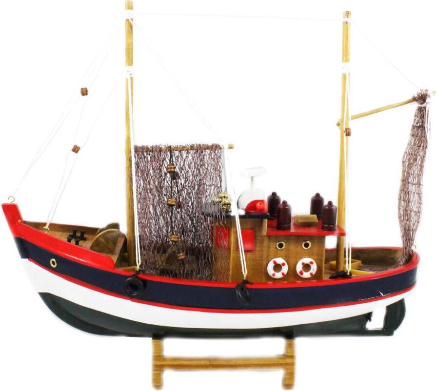 Merkloos Vissersboot schaalmodel Hout 32 cm Maritieme boten decoraties voor binnen Beeldjes