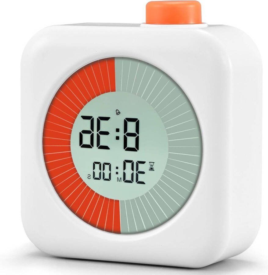 Visuele Analoge Timer Countdown Klok Alarm 60 Minuten Digitale keukentimer Clock Kookwekker Tijdmanagementtool voor Kinderen Volwassenen Wit time timer