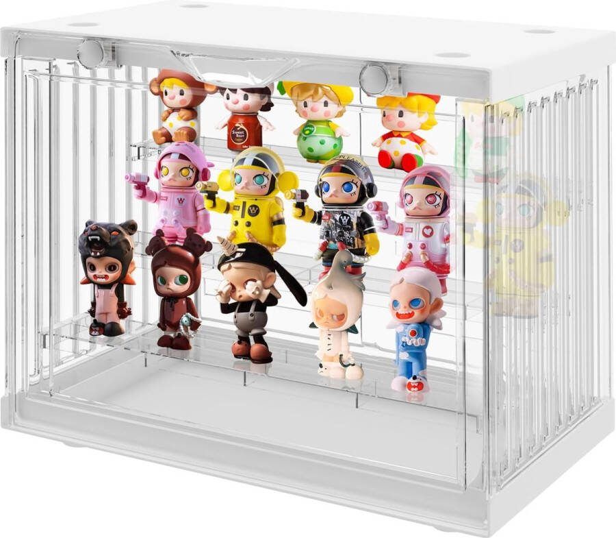 Vitrine showbox box acryl vitrine transparante opbergdoos transparante kunststof stapelbare displaystandaard voor actiefiguren speelgoed modelauto's portemonnee (A)