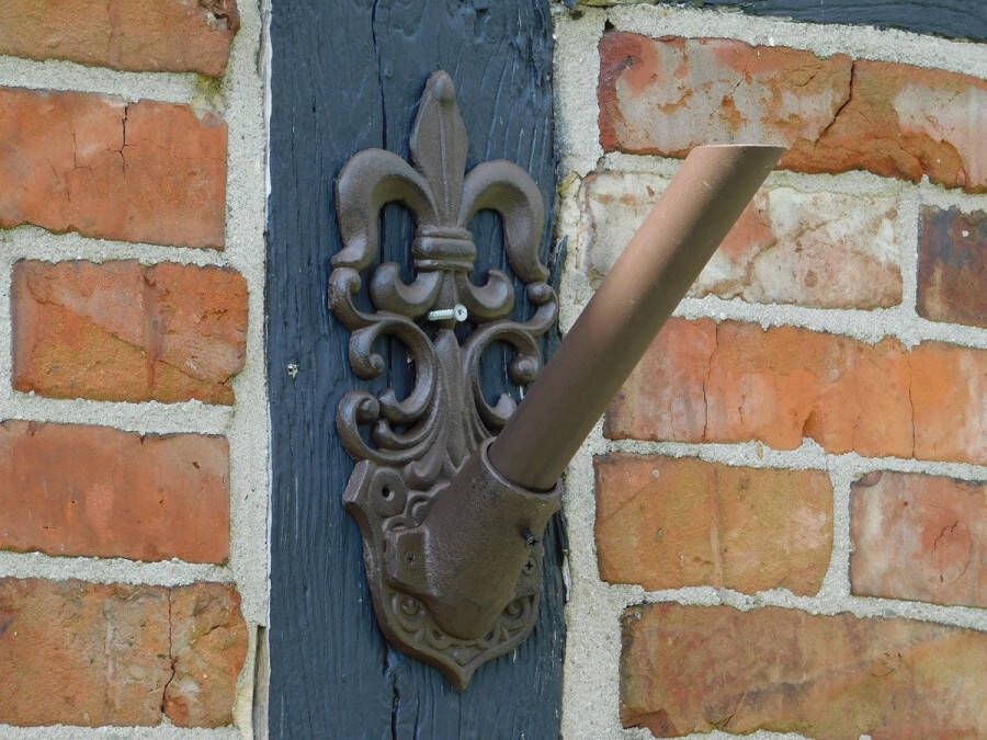 Vlaggenstokhouder met Franse Lelie Bruin Gietijzer