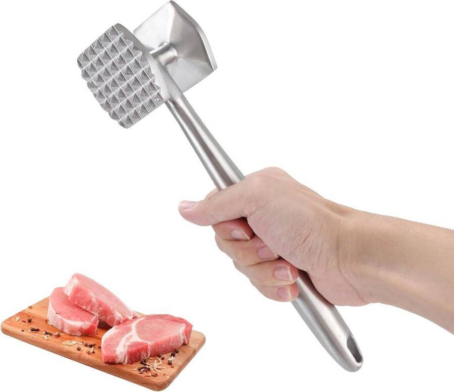 Vleeshamer 26 cm roestvrij staal dubbelzijdige schnitzelklopper sterke duurzame vleeshamer voor steak kip rundvlees varkens schnitzels koteletten Keukenaccessoire Gereedschap