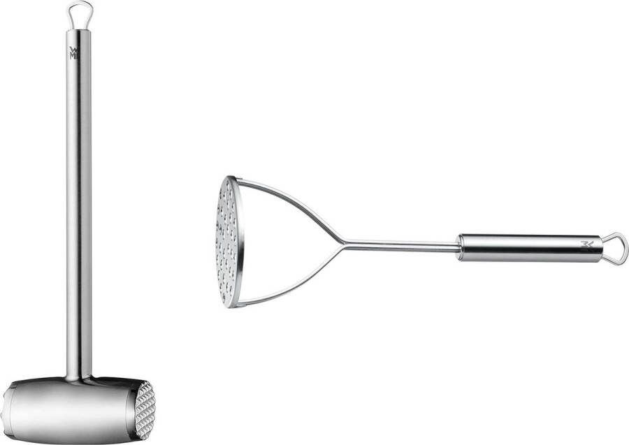 Vleeshamer 34 cm vleeshamer snijklopper Cromargan roestvrij staal deels gematteerd vaatwasmachinebestendig & Profi Plus aardappelstamper 28 5 cm