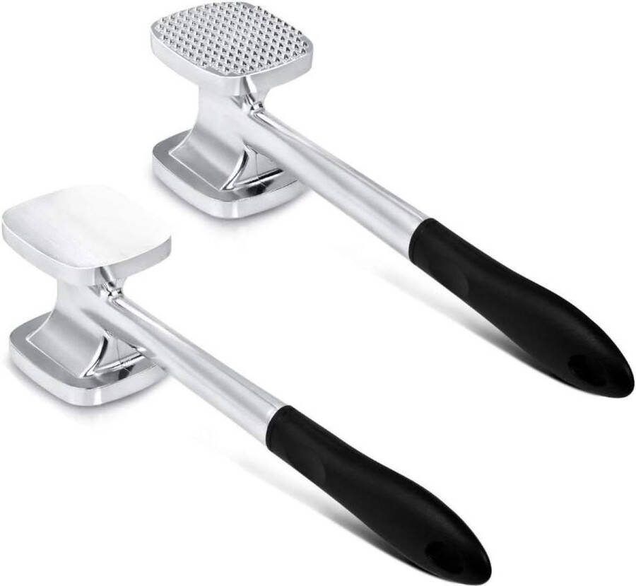 Vleeshamer Dubbelzijdige Aluminium 28 cm 140 Stekels & Plat Oppervlak Snijhamer voor Kip Rundvlees Varken Steak