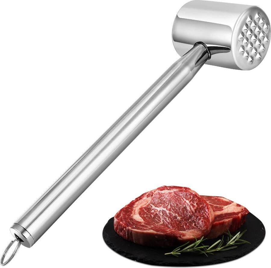 Vleesklopper 304 roestvrij staal dubbelzijdige vleeshamer tenderizer schnitzelklopper voor biefstuk schnitzels rundvlees kip varken vaatwasmachinebestendig