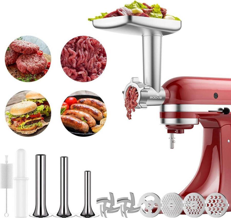 Vleesmolen attachment voor Kitchenaid Stand Mixer worstvulling hoorns slijpbladen slijpschijf reinigingsborstel vleesmolen accessoires GVODE