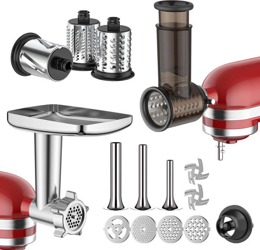 Vleesmolen en shredder opzetstuk voor keukenhulp blender kaasrasp opzetstukken Kitchenaid accessoires mixer vleesmolen accessoires worstvuller gehaktballenmaker snijmachine Vleesmolen