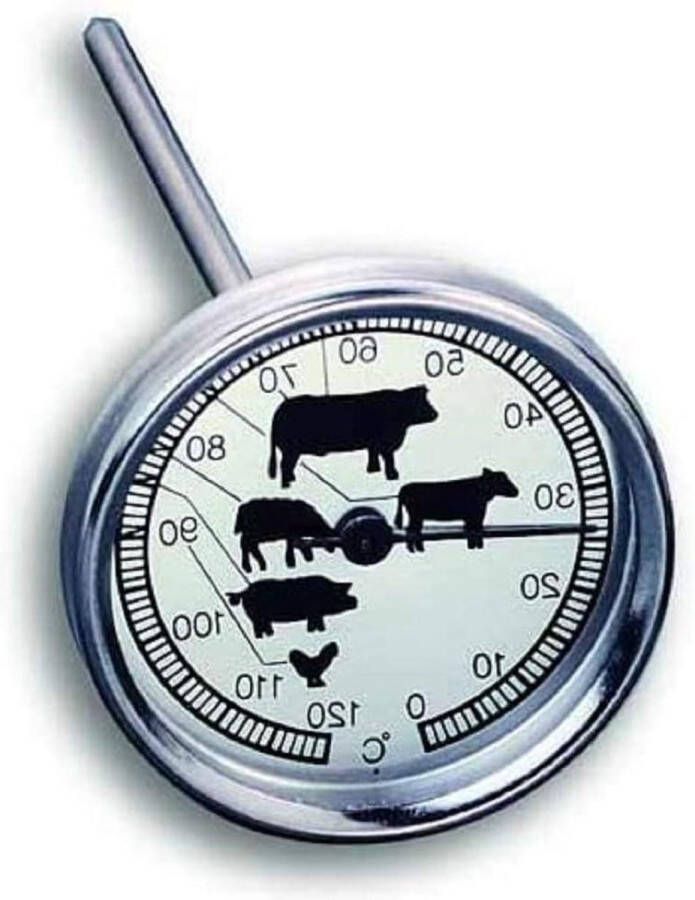 Vleesthermometer Analoge braadthermometer van roestvrij staal voor in de oven of op de grill hittebestendig en nauwkeurig met huishoudthermometer
