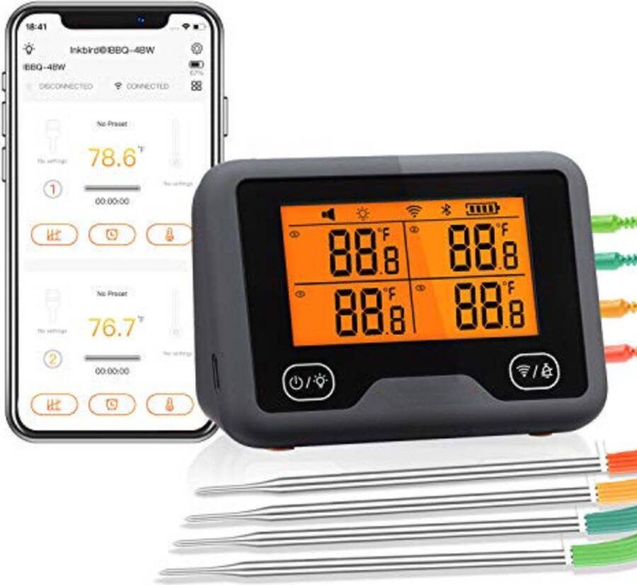 Vleesthermometer Bluetooth Vleesthermometer Digitaal Vleesthermometer Draadloos Vleesthermometer Oven Vleesthermometer met App