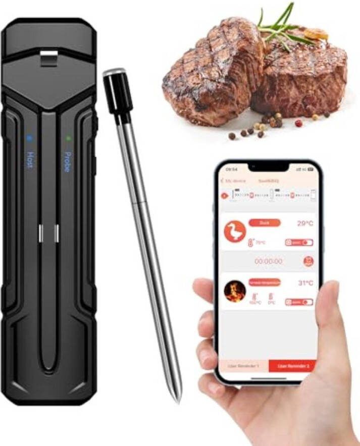 Vleesthermometer Bluetooth Vleesthermometer Digitaal Vleesthermometer Draadloos Vleesthermometer Oven Vleesthermometer met App