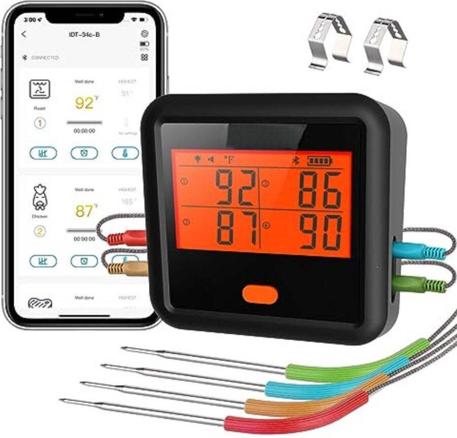 Vleesthermometer Bluetooth Vleesthermometer Digitaal Vleesthermometer Draadloos Vleesthermometer Oven Vleesthermometer met App
