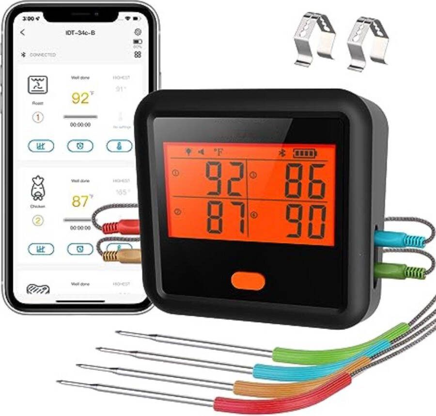 Vleesthermometer Bluetooth Vleesthermometer Digitaal Vleesthermometer Oven Vleesthermometer met App