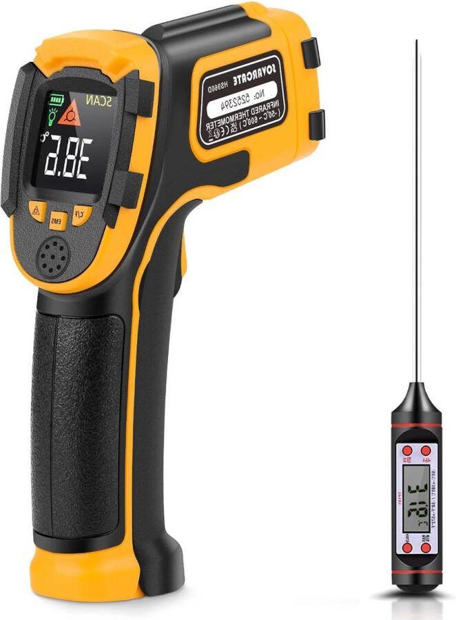 Vleesthermometer digitale laserthermometer -58 °F ~ 1112 °F (-50 °C ~ 600 °C) koken BBQ Freezer vleesthermometer inbegrepen