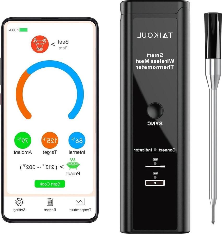 Vleesthermometer Draadloze Bluetooth-verbinding Snelle Oven Thermometer BBQ Rookoven IP67 Waterdicht