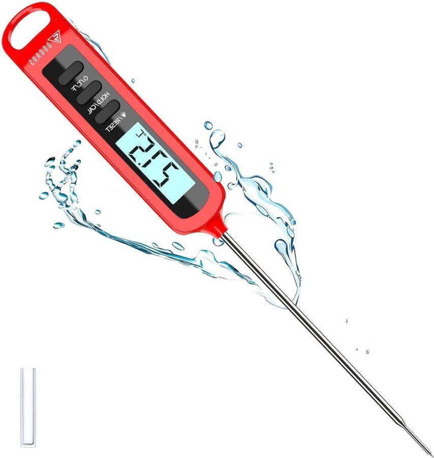 Vleesthermometer Instant BBQ-keukenthermometer in 3 seconden IPX6 Digitale voedselthermometer met lange sonde voor vlees BBQ voedselvloeistoffen olie water